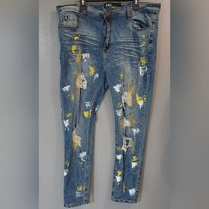 Switch‎ Remarkable Bold Blue Distressed Slimtaperfit  Jeans 42×32